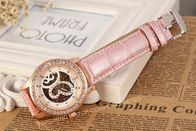 Orologio meccanico del grande fronte delle donne degli orologi del cuoio di rosa di modo del vento analogico della mano