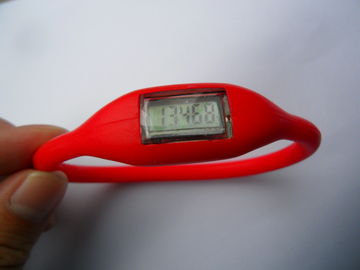 Orologio rosso/porpora del pedometro del silicio di sport con lo schermo LCD per le ragazze/ragazzi
