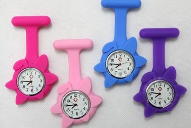 Orologio di polsino del silicone di forma del fiore, orologio di gomma del quarzo dell'orologio da tasca di rotazione
