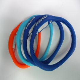 Orologio bianco/blu di polsino del silicone, orologio del quarzo di sport con la manopola regolabile di tempo