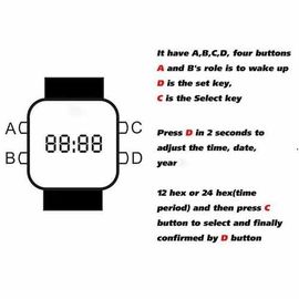 Banda casuale classica del silicone di stile di sport del nero dell'orologio di polsino del silicone del LED
