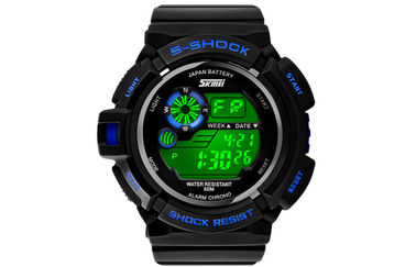 Orologio di Digital multifunzionale dello schermo LCD del nero di modo dei ragazzi con la lampadina di EL