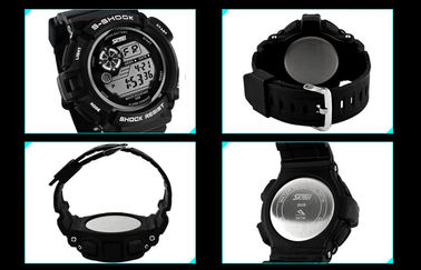 Orologio di Digital multifunzionale dello schermo LCD del nero di modo dei ragazzi con la lampadina di EL