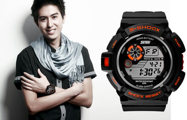 Orologio di Digital multifunzionale dello schermo LCD del nero di modo dei ragazzi con la lampadina di EL
