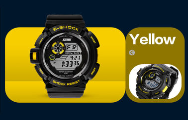 Orologio di Digital multifunzionale dello schermo LCD del nero di modo dei ragazzi con la lampadina di EL