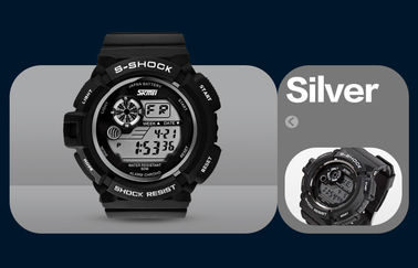 Orologio di Digital multifunzionale dello schermo LCD del nero di modo dei ragazzi con la lampadina di EL