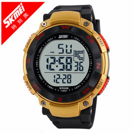 Orologio di Digital multifunzionale dell'oro, lampadina di EL degli orologi di Digital di sport