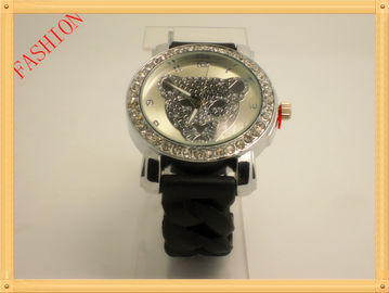 Orologio di cristallo di polsino del silicone del leopardo rosso/nero anti corrosivo
