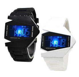 Gli aerei in bianco e nero hanno modellato l'orologio di Digital multifunzionale, orologio impermeabile del LED