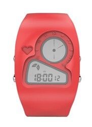 A forma di unico rosso impermeabile di plastica dell'orologio di Digital del doppio fronte per le donne