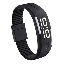 La luce bianca di gomma resistente dell'acqua ha condotto l'orologio di Digital per l'uomo nel nero, blu