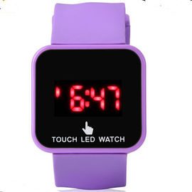 Orologio porpora del LED Digital per la custodia in plastica della ragazza + il ODM dell'OEM di polsino del silicone