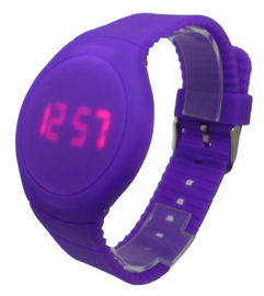 Orologio rotondo porpora del fronte LED Digital per le donne con il logo inciso