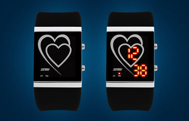 Orologio dello specchio della lampadina di EL delle coppie di stile del cuore dell'orologio del LED Digital