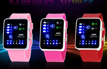 Orologi rosa del file binario della lampadina di EL dell'orologio del silicone LED Digital