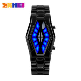 Orologio del nastro metallico di stile degli occhi di serpente, orologio leggero blu di affari