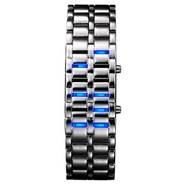 Orologio principale blu del braccialetto del nastro metallico dell'orologio del samurai su ordinazione del ferro per gli uomini