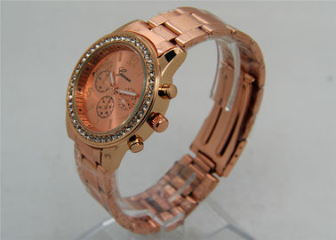 Orologio della cinghia del metallo dell'oro di Rosa/orologio analogico 1ATM del quarzo impermeabile