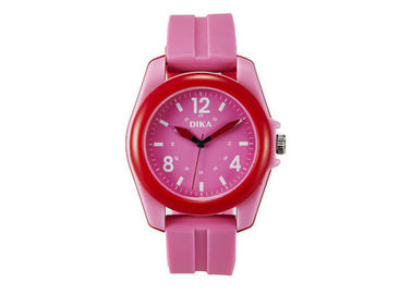 Orologio di plastica elettronico impermeabile rosso piacevole del quarzo per le ragazze su misura