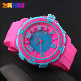 Rosso di plastica variopinto di Rosa di BANCOMAT dell'orologio 3 del quarzo di sport all'aperto per la ragazza