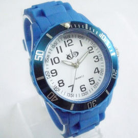 Ghiaccio bianco blu classico 43MM dell'orologio del quarzo del silicone degli uomini del quadrante nessuna data