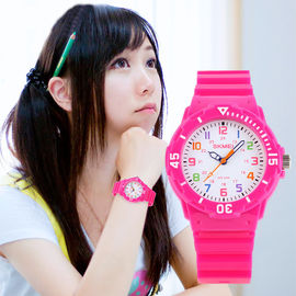 Orologio di plastica rosa del quarzo per la donna/bambini, orologi automatici del quarzo