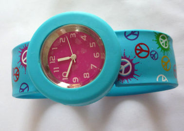4 Colori stampa blu Slap silicio Gel braccialetto orologi rotonde caso 3,6 cm (S) 4.4cm(L)