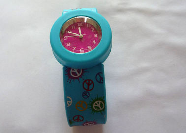 4 Colori stampa blu Slap silicio Gel braccialetto orologi rotonde caso 3,6 cm (S) 4.4cm(L)