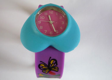 Blu cuore caso viola farfalla Silicone Slap braccialetto orologi con polvere luminosa