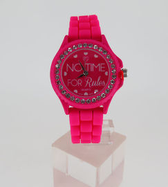 Piccolo orologio rotondo di promozione del fronte delle rose del silicone dell'orologio rosso adolescente di polsino per le ragazze