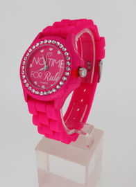 Piccolo orologio rotondo di promozione del fronte delle rose del silicone dell'orologio rosso adolescente di polsino per le ragazze