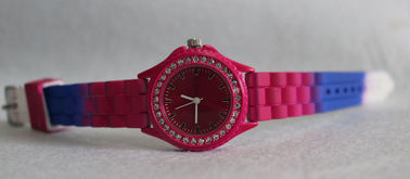 Piccolo orologio rotondo di promozione del fronte delle rose del silicone dell'orologio rosso adolescente di polsino per le ragazze
