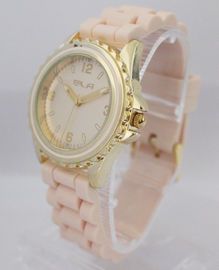 Orologio bianco resistente per le ragazze, LOGO del quarzo del silicone del modello del quadrante dell'acqua su misura sul quadrante