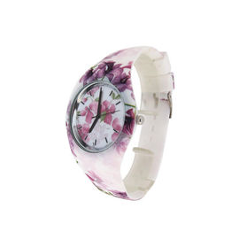 Orologio unisex resistente del quarzo dell'acqua dell'orologio di polsino del silicone di stampa del fiore