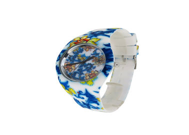 Orologio unisex resistente del quarzo dell'acqua dell'orologio di polsino del silicone di stampa del fiore