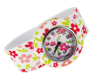 Orologio di schiaffo del silicone di stampa del fiore personale su misura per i bambini