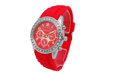 Orologio di quarzo analogico del Giappone Movt del silicone di polsino delle donne rosse dell'orologio