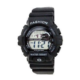 Orologio nero adulto all'aperto di Digital della cinghia 24 sistemi di ora, resistente di acqua