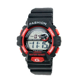 Orologio nero adulto all'aperto di Digital della cinghia 24 sistemi di ora, resistente di acqua